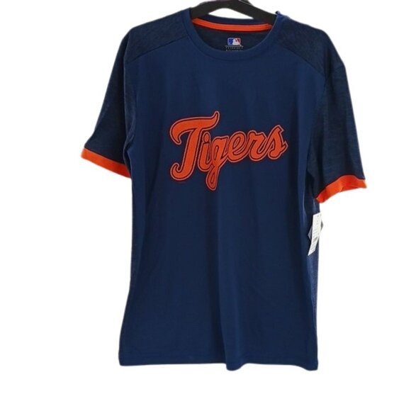 MLB Mens Size M Detroit Tigers Navy Orange Short Sleeve Graphic T Shirt - Picture 1 of 6